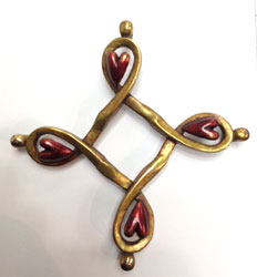 ribbon Hart Figure Cross bronze